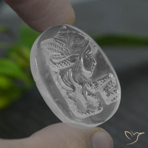 Cuarzo blanco natural de 39,50 ct, forma elegante, transparente