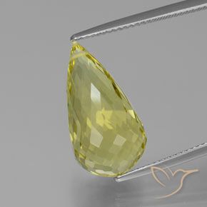 12.58ct Natural Amarillo claro Cuarzo, Corte Briolette, VVS