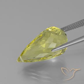 Cuarzo Amarillo claro natural de 12.58 ct, Corte Briolette, VVS