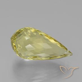 Cuarzo Amarillo claro natural de 17.36 ct, Corte Briolette, VVS-VS