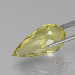 Cuarzo Amarillo claro natural de 17.36 ct, Corte Briolette, VVS-VS