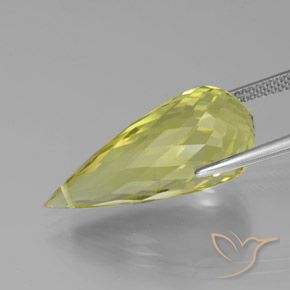 Cuarzo Amarillo claro natural de 17.36 ct, Corte Briolette, VS