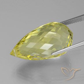 Cuarzo Amarillo piña claro natural de 34.21 ct, Corte Briolette, VVS