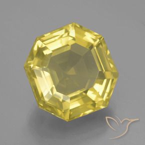 Cuarzo Amarillo claro natural de 12.51 ct, Corte Octágono / Esmeralda, VVS-VS
