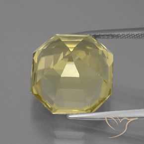 Cuarzo Amarillo pálido natural de 13.34 ct, Corte Octágono / Esmeralda, VVS