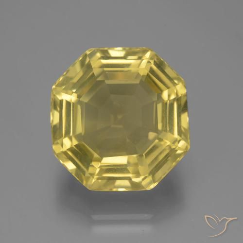Cuarzo Amarillo claro medio natural de 14.70 ct, corte esmeralda, VVS