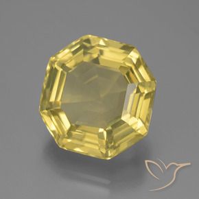 Cuarzo Amarillo claro medio natural de 14.70 ct, corte esmeralda, VVS