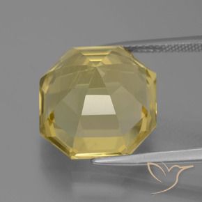 Cuarzo Amarillo claro natural de 13.70 ct, Corte Octágono / Esmeralda, VVS-VS
