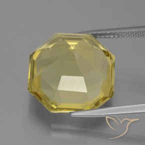 Cuarzo Amarillo-dorado claro natural de 13.83 ct, Corte Octágono / Esmeralda, VVS