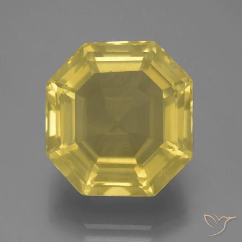 Cuarzo Amarillo claro natural de 13.51 ct, Corte Octágono / Esmeralda, VVS-VS