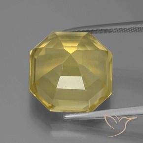 Cuarzo Amarillo claro natural de 13.51 ct, Corte Octágono / Esmeralda, VVS-VS