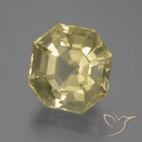 Cuarzo Amarillo pálido natural de 13.37 ct, Corte Octágono / Esmeralda, VVS