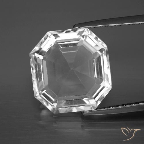 11.25ct Natural Blanco claro Cuarzo, corte esmeralda, VVS