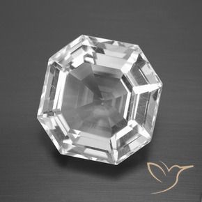 Cuarzo Blanco claro natural de 13.33 ct, Corte Octágono / Esmeralda, VVS-VS