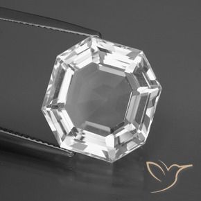 Cuarzo Blanco claro natural de 13.13 ct, Corte Octágono / Esmeralda, VVS-VS