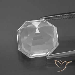 Cuarzo Blanco claro natural de 13.13 ct, Corte Octágono / Esmeralda, VVS-VS