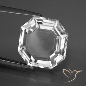 Cuarzo Blanco claro natural de 11.84 ct, Corte Octágono / Esmeralda, VVS