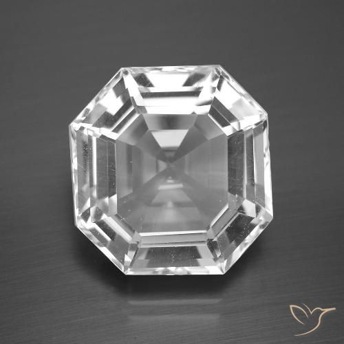 13.29ct Natural Blanco claro Cuarzo, Corte Octágono / Esmeralda, VVS-VS, Photo A