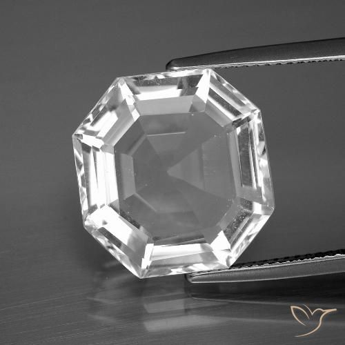 11.90ct Natural Blanco claro Cuarzo, corte esmeralda, VVS