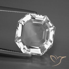 Cuarzo Blanco claro natural de 11.90 ct, Corte Octágono / Esmeralda, VVS