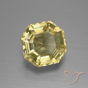 Cuarzo Amarillo pálido natural de 5.02 ct, Corte Octágono / Esmeralda, VS