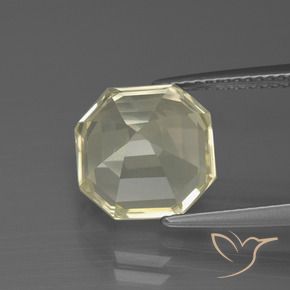 Cuarzo Amarillo pálido natural de 5.08 ct, Corte Octágono / Esmeralda, VVS-VS