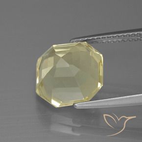 Cuarzo Amarillo pálido natural de 5.27 ct, Corte Octágono / Esmeralda, VVS-VS