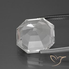 Cuarzo Blanco claro natural de 12.93 ct, Corte Octágono / Esmeralda, VVS