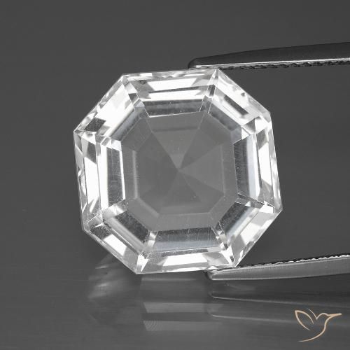 12.26ct Natural Blanco claro Cuarzo, Corte Octágono / Esmeralda, VVS-VS, Photo A