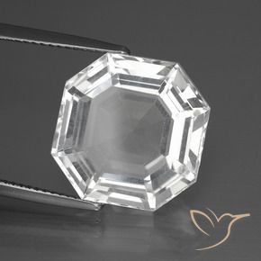 Cuarzo Blanco claro natural de 12.26 ct, Corte Octágono / Esmeralda, VVS-VS
