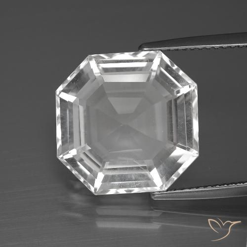 12.34ct Natural Blanco claro Cuarzo, corte esmeralda, VVS