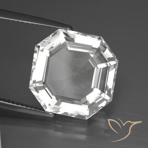 Cuarzo Blanco claro natural de 12.34 ct, Corte Octágono / Esmeralda, VVS