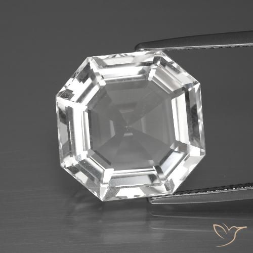12.21ct Natural Blanco claro Cuarzo, Corte Octágono / Esmeralda, VVS, Photo A