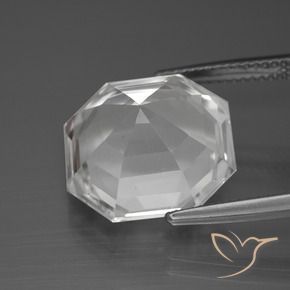 Cuarzo Blanco claro natural de 12.21 ct, Corte Octágono / Esmeralda, VVS