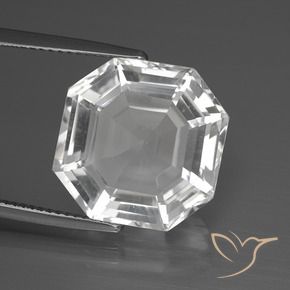 Cuarzo Blanco claro natural de 12.51 ct, Corte Octágono / Esmeralda, VVS