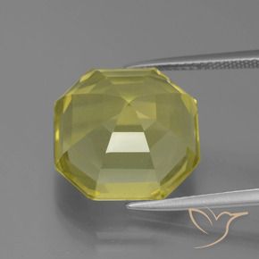 Cuarzo Amarillo pálido natural de 14.91 ct, Corte Octágono / Esmeralda, VVS-VS