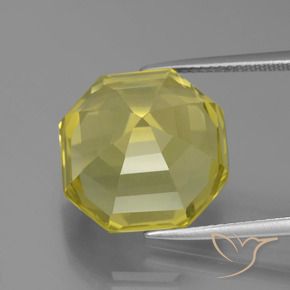 Cuarzo Amarillo medio natural de 16.24 ct, Corte Octágono / Esmeralda, VS