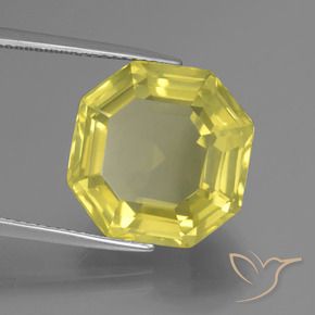 Cuarzo Amarillo claro medio natural de 14.90 ct, Corte Octágono / Esmeralda, VVS-VS