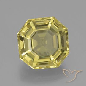 Cuarzo Amarillo claro medio natural de 9.24 ct, Corte Octágono / Esmeralda, VVS-VS