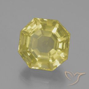 Cuarzo Amarillo pálido natural de 9.13 ct, Corte Octágono / Esmeralda, VVS-VS