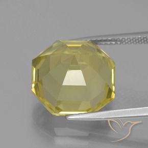 Cuarzo Amarillo pálido natural de 9.13 ct, Corte Octágono / Esmeralda, VVS-VS