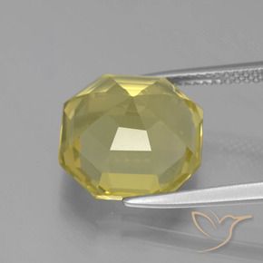 Cuarzo Amarillo muy pálido natural de 8.10 ct, Corte Octágono / Esmeralda, VVS-VS