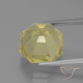 Cuarzo Amarillo muy pálido natural de 8.23 ct, Corte Octágono / Esmeralda, VVS