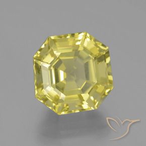 Cuarzo Amarillo pálido natural de 8.34 ct, Corte Octágono / Esmeralda, VVS