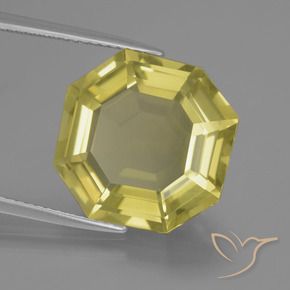 Cuarzo Amarillo piña claro natural de 11.80 ct, Corte Octágono / Esmeralda, VVS-VS