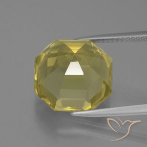 Cuarzo Amarillo claro natural de 11.44 ct, Corte Octágono / Esmeralda, VVS-VS