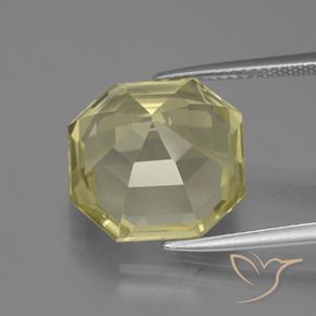 Cuarzo Amarillo claro medio natural de 11.54 ct, Corte Octágono / Esmeralda, VVS