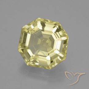 Cuarzo Amarillo pálido natural de 10.06 ct, Corte Octágono / Esmeralda, VVS-VS