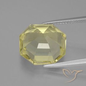 Cuarzo Amarillo pálido natural de 10.06 ct, Corte Octágono / Esmeralda, VVS-VS