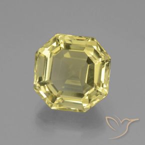 Cuarzo Amarillo pálido natural de 7.03 ct, Corte Octágono / Esmeralda, VVS-VS
